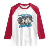 Tummy Ache Survivor Raglan Shirt Funny Cat Meme For Cat Lover - Wonder Print Shop