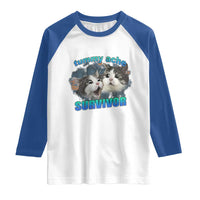 Tummy Ache Survivor Raglan Shirt Funny Cat Meme For Cat Lover - Wonder Print Shop