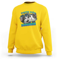 Tummy Ache Survivor Sweatshirt Funny Cat Meme For Cat Lover - Wonder Print Shop