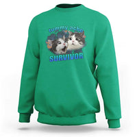 Tummy Ache Survivor Sweatshirt Funny Cat Meme For Cat Lover - Wonder Print Shop