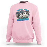 Tummy Ache Survivor Sweatshirt Funny Cat Meme For Cat Lover - Wonder Print Shop