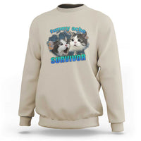 Tummy Ache Survivor Sweatshirt Funny Cat Meme For Cat Lover - Wonder Print Shop