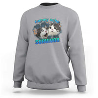 Tummy Ache Survivor Sweatshirt Funny Cat Meme For Cat Lover - Wonder Print Shop