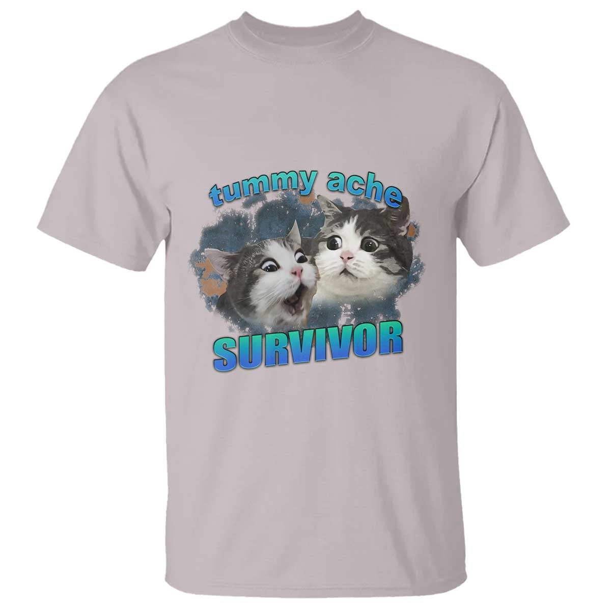 Tummy Ache Survivor T Shirt Funny Cat Meme For Cat Lover - Wonder Print Shop