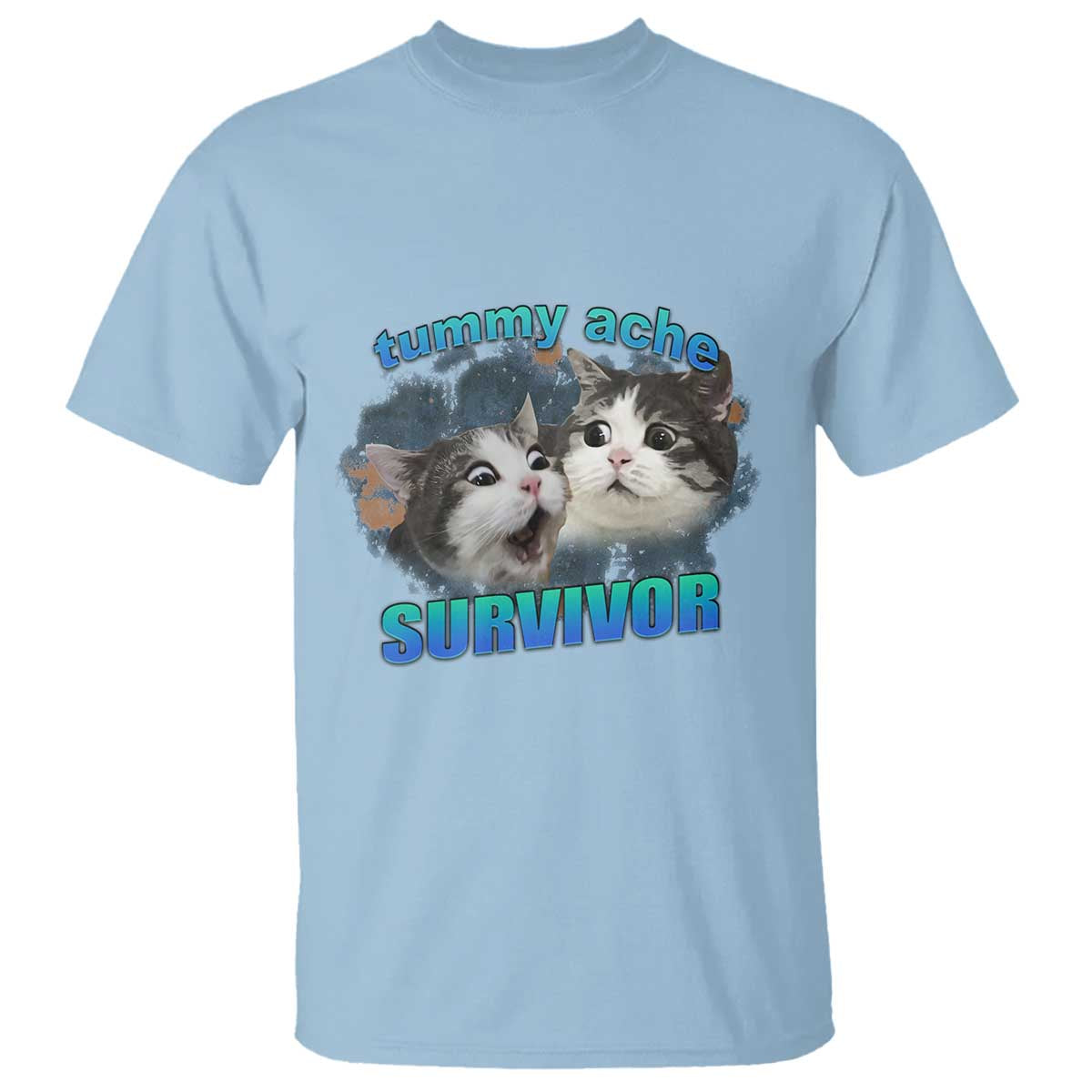 Tummy Ache Survivor T Shirt Funny Cat Meme For Cat Lover - Wonder Print Shop