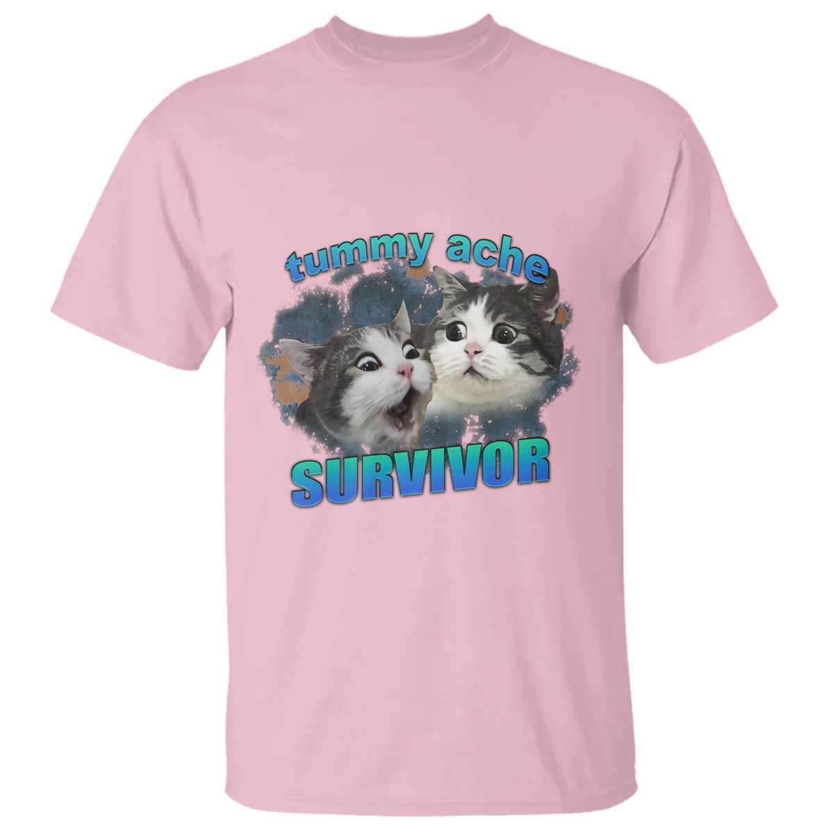 Tummy Ache Survivor T Shirt Funny Cat Meme For Cat Lover - Wonder Print Shop