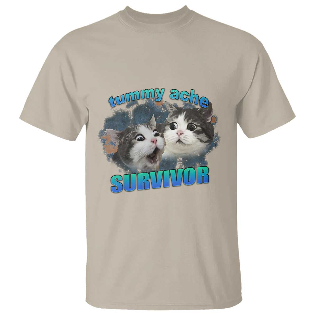 Tummy Ache Survivor T Shirt Funny Cat Meme For Cat Lover - Wonder Print Shop