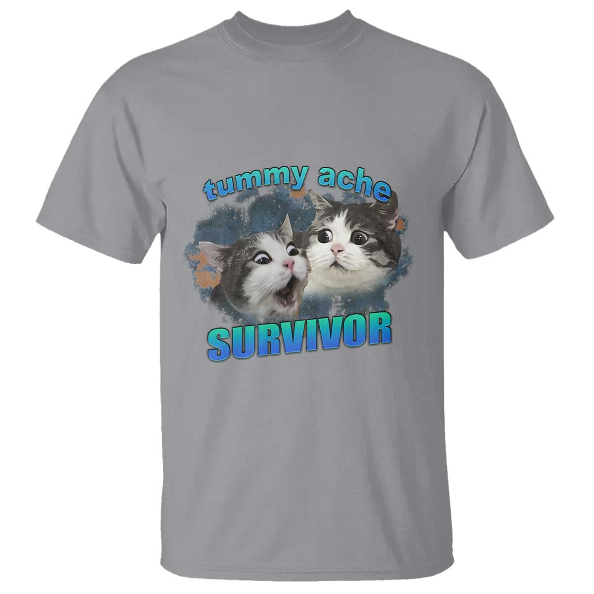 Tummy Ache Survivor T Shirt Funny Cat Meme For Cat Lover - Wonder Print Shop