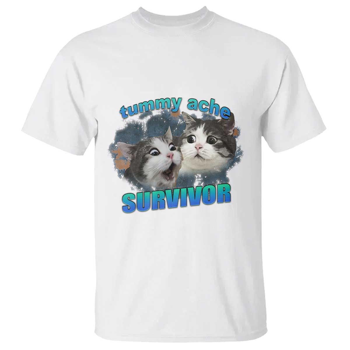Tummy Ache Survivor T Shirt Funny Cat Meme For Cat Lover - Wonder Print Shop