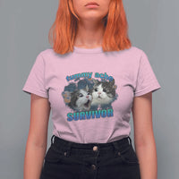 Tummy Ache Survivor T Shirt For Women Funny Cat Meme For Cat Lover - Wonder Print Shop