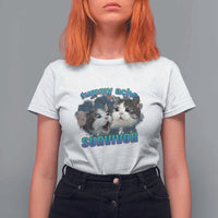Tummy Ache Survivor T Shirt For Women Funny Cat Meme For Cat Lover - Wonder Print Shop