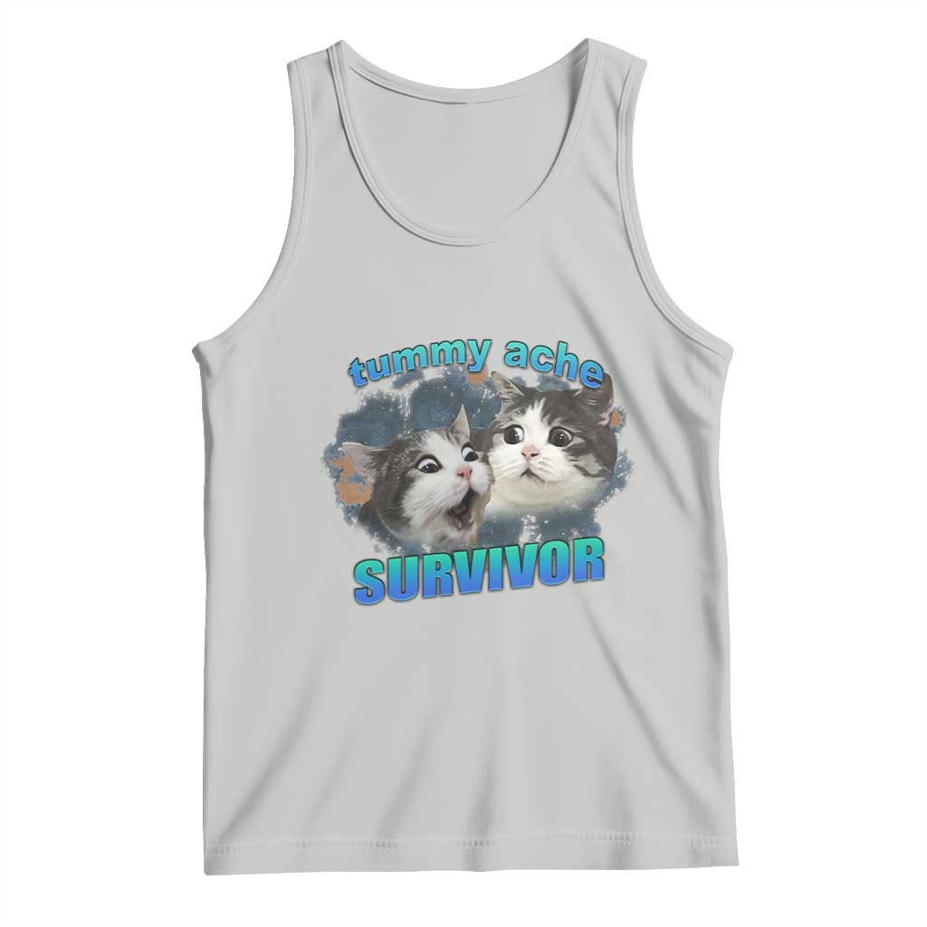 Tummy Ache Survivor Tank Top Funny Cat Meme For Cat Lover - Wonder Print Shop