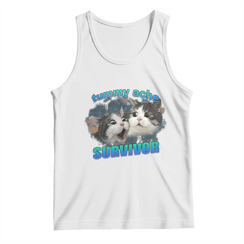 Tummy Ache Survivor Tank Top Funny Cat Meme For Cat Lover - Wonder Print Shop