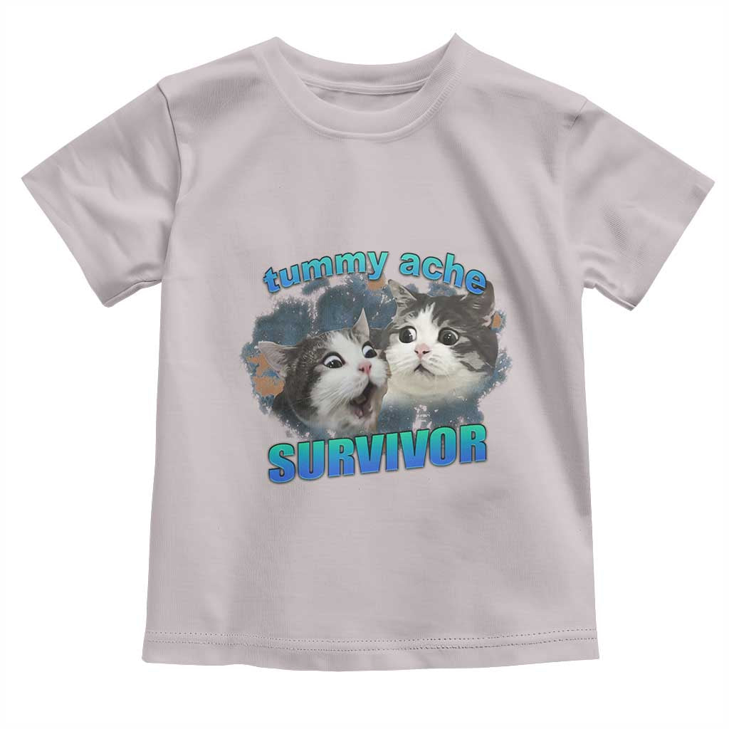 Tummy Ache Survivor Toddler T Shirt Funny Cat Meme For Cat Lover - Wonder Print Shop