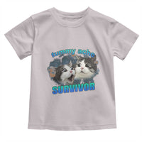 Tummy Ache Survivor Toddler T Shirt Funny Cat Meme For Cat Lover - Wonder Print Shop
