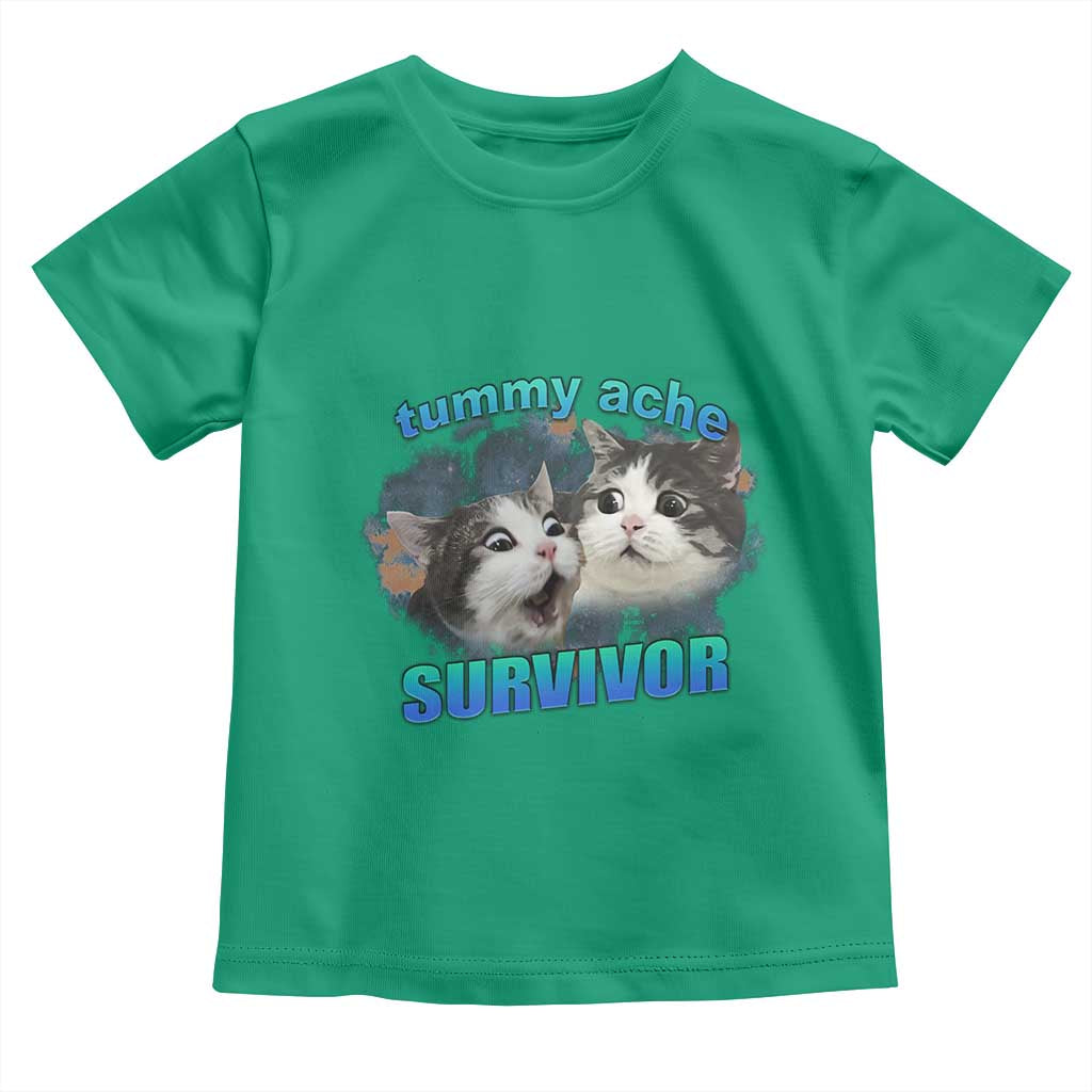 Tummy Ache Survivor Toddler T Shirt Funny Cat Meme For Cat Lover - Wonder Print Shop