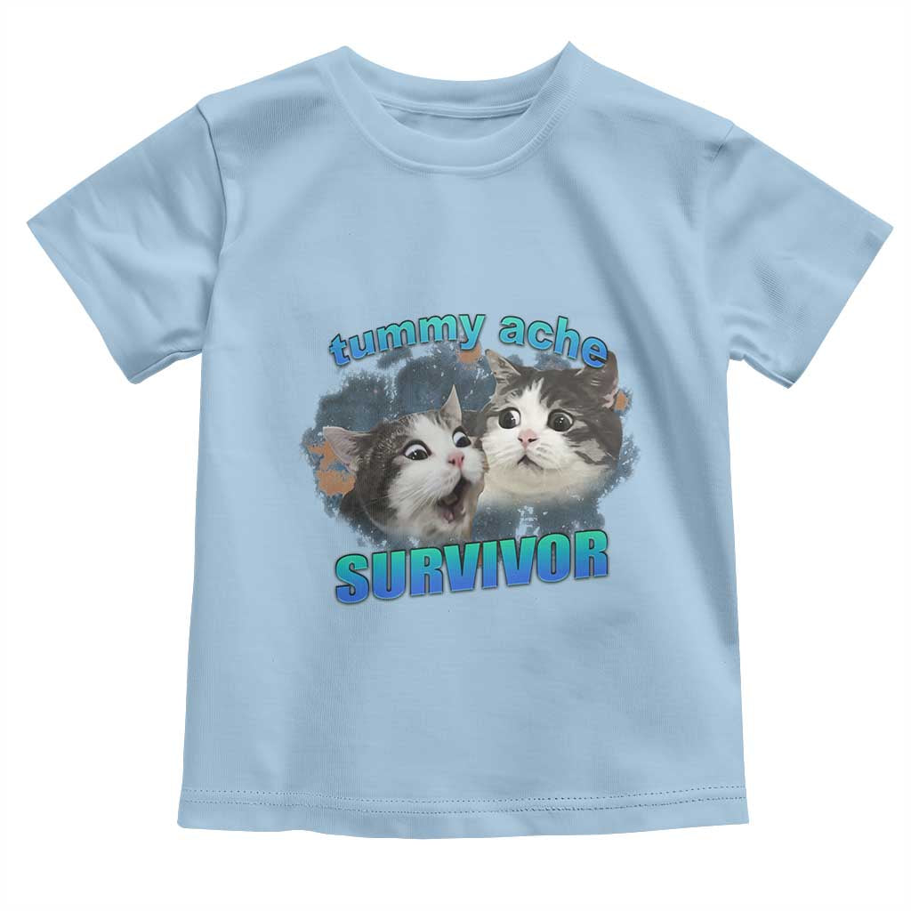 Tummy Ache Survivor Toddler T Shirt Funny Cat Meme For Cat Lover - Wonder Print Shop