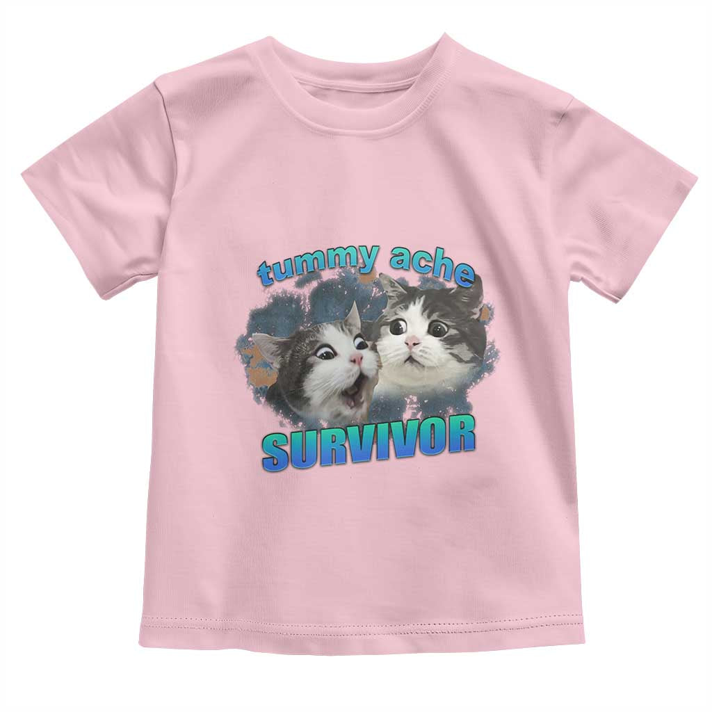 Tummy Ache Survivor Toddler T Shirt Funny Cat Meme For Cat Lover - Wonder Print Shop