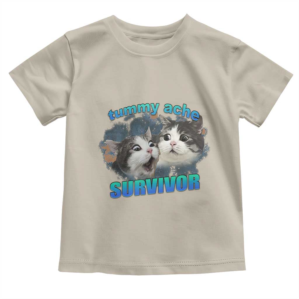 Tummy Ache Survivor Toddler T Shirt Funny Cat Meme For Cat Lover - Wonder Print Shop