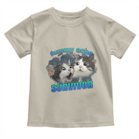 Tummy Ache Survivor Toddler T Shirt Funny Cat Meme For Cat Lover - Wonder Print Shop