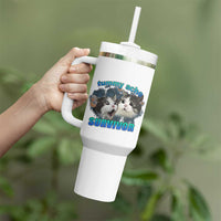 Tummy Ache Survivor Tumbler With Handle Funny Cat Meme For Cat Lover