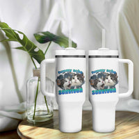 Tummy Ache Survivor Tumbler With Handle Funny Cat Meme For Cat Lover