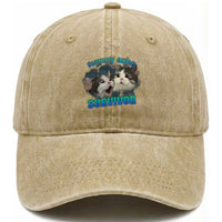 Tummy Ache Survivor Washed Cotton Baseball Cap Funny Cat Meme For Cat Lover