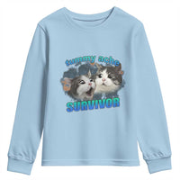 Tummy Ache Survivor Youth Sweatshirt Funny Cat Meme For Cat Lover - Wonder Print Shop