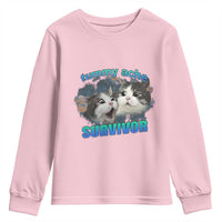 Tummy Ache Survivor Youth Sweatshirt Funny Cat Meme For Cat Lover - Wonder Print Shop