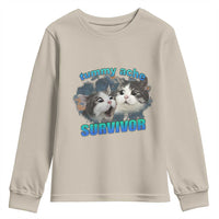 Tummy Ache Survivor Youth Sweatshirt Funny Cat Meme For Cat Lover - Wonder Print Shop