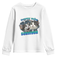 Tummy Ache Survivor Youth Sweatshirt Funny Cat Meme For Cat Lover - Wonder Print Shop