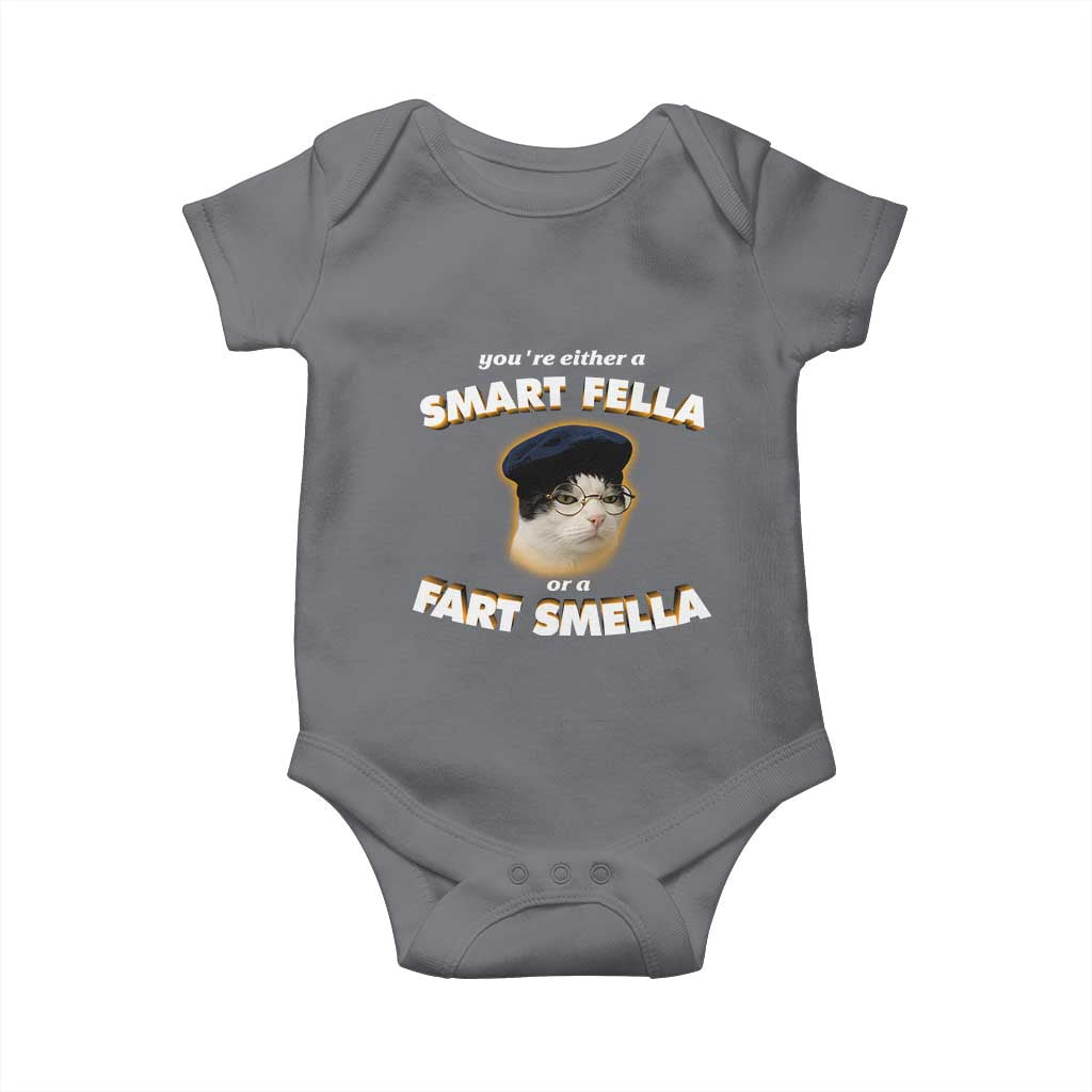 Funny Cat Farts Meme Baby Onesie You're Either A Smart Fella Or A Fart Smella - Wonder Print Shop