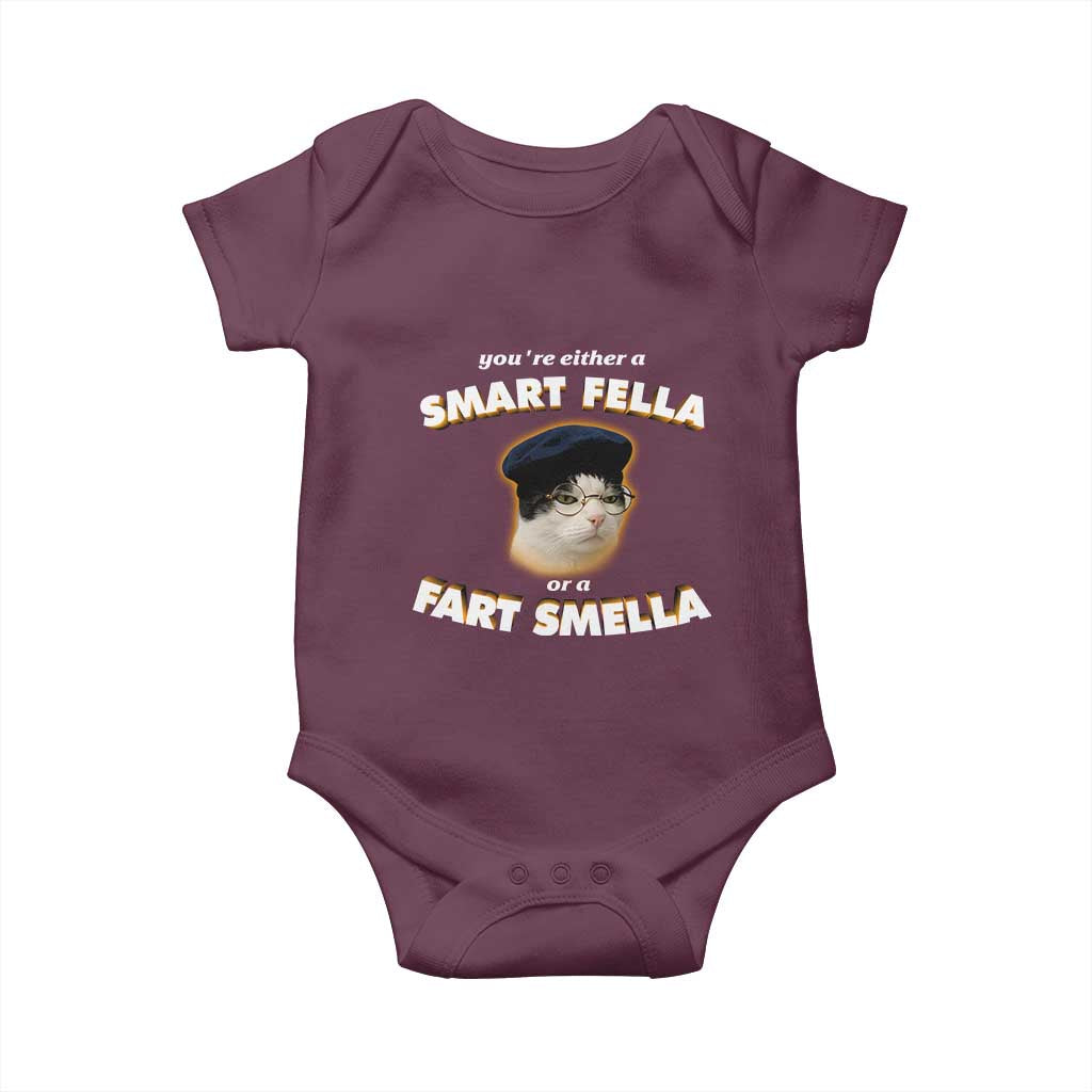 Funny Cat Farts Meme Baby Onesie You're Either A Smart Fella Or A Fart Smella - Wonder Print Shop