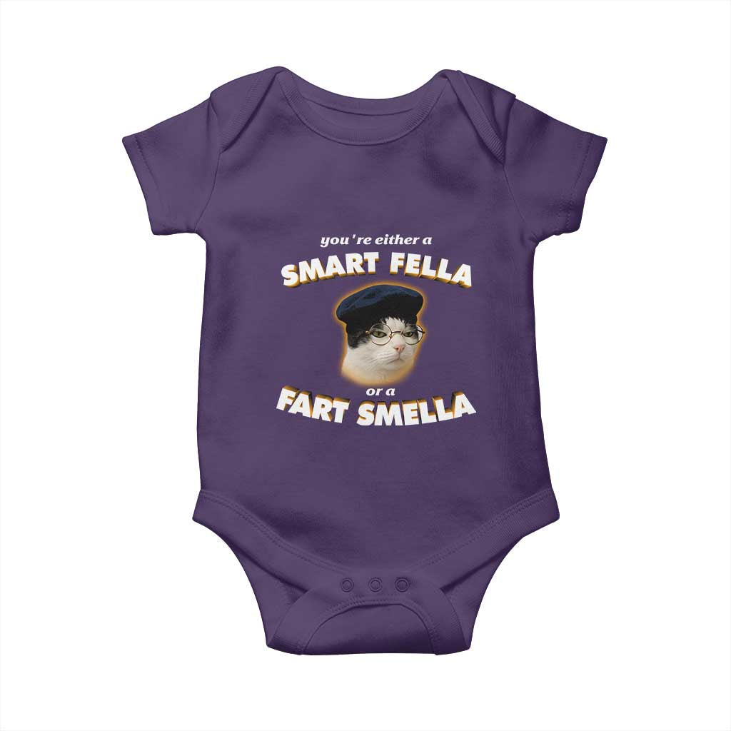 Funny Cat Farts Meme Baby Onesie You're Either A Smart Fella Or A Fart Smella - Wonder Print Shop