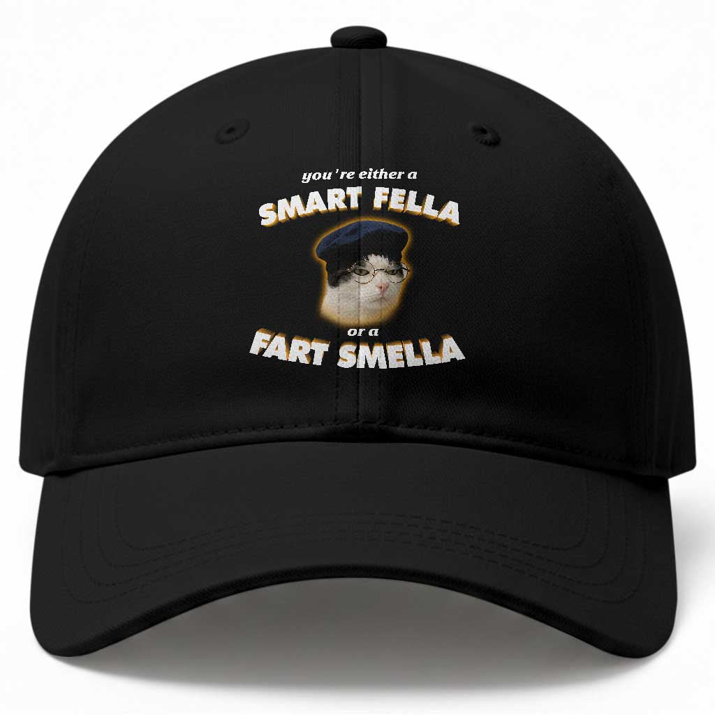 Funny Cat Farts Meme Baseball Cap You're Either A Smart Fella Or A Fart Smella