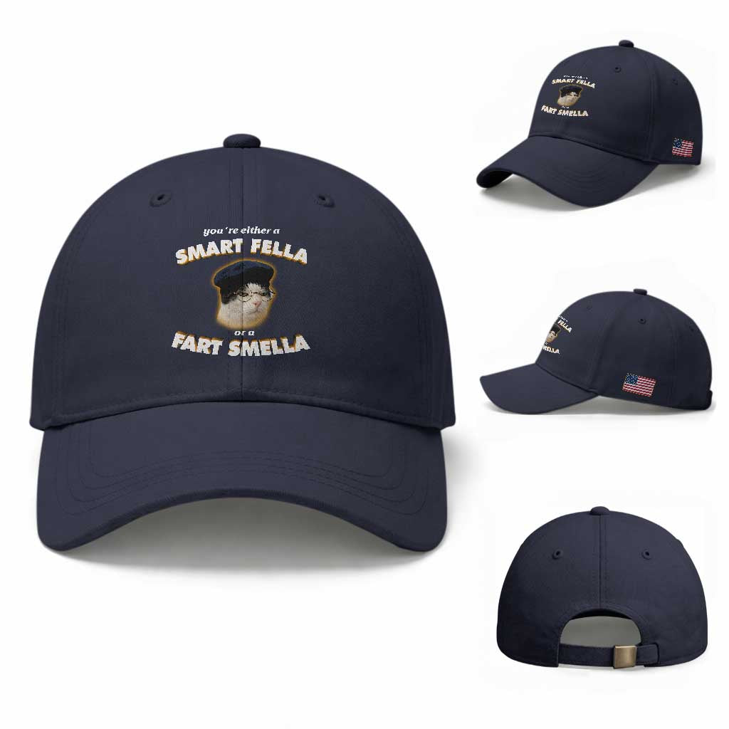 Funny Cat Farts Meme Baseball Cap You're Either A Smart Fella Or A Fart Smella