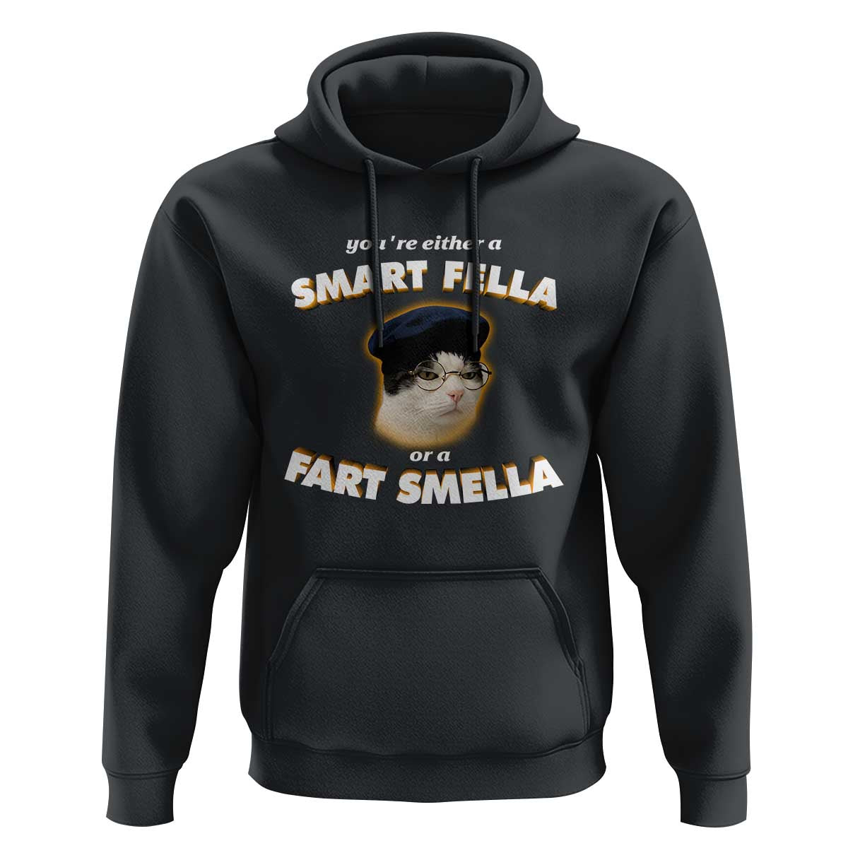 Funny Cat Farts Meme Hoodie You're Either A Smart Fella Or A Fart Smella - Wonder Print Shop