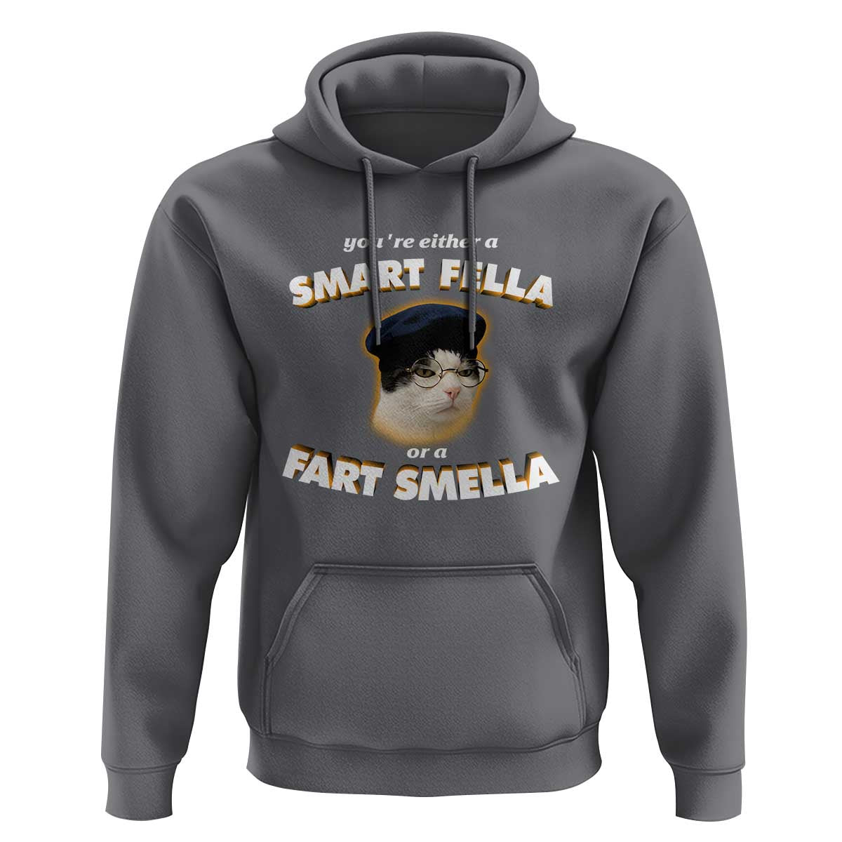 Funny Cat Farts Meme Hoodie You're Either A Smart Fella Or A Fart Smella - Wonder Print Shop