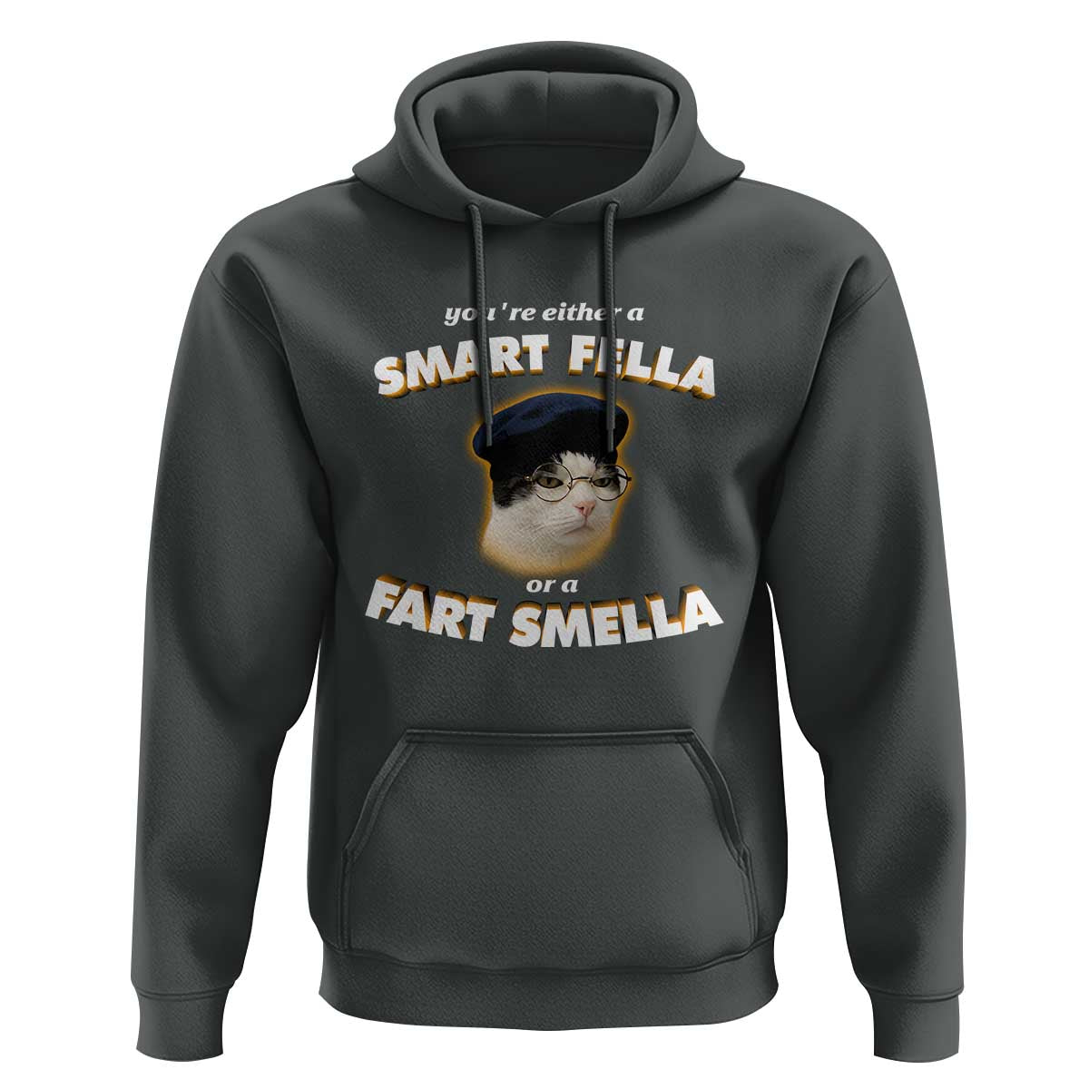 Funny Cat Farts Meme Hoodie You're Either A Smart Fella Or A Fart Smella - Wonder Print Shop
