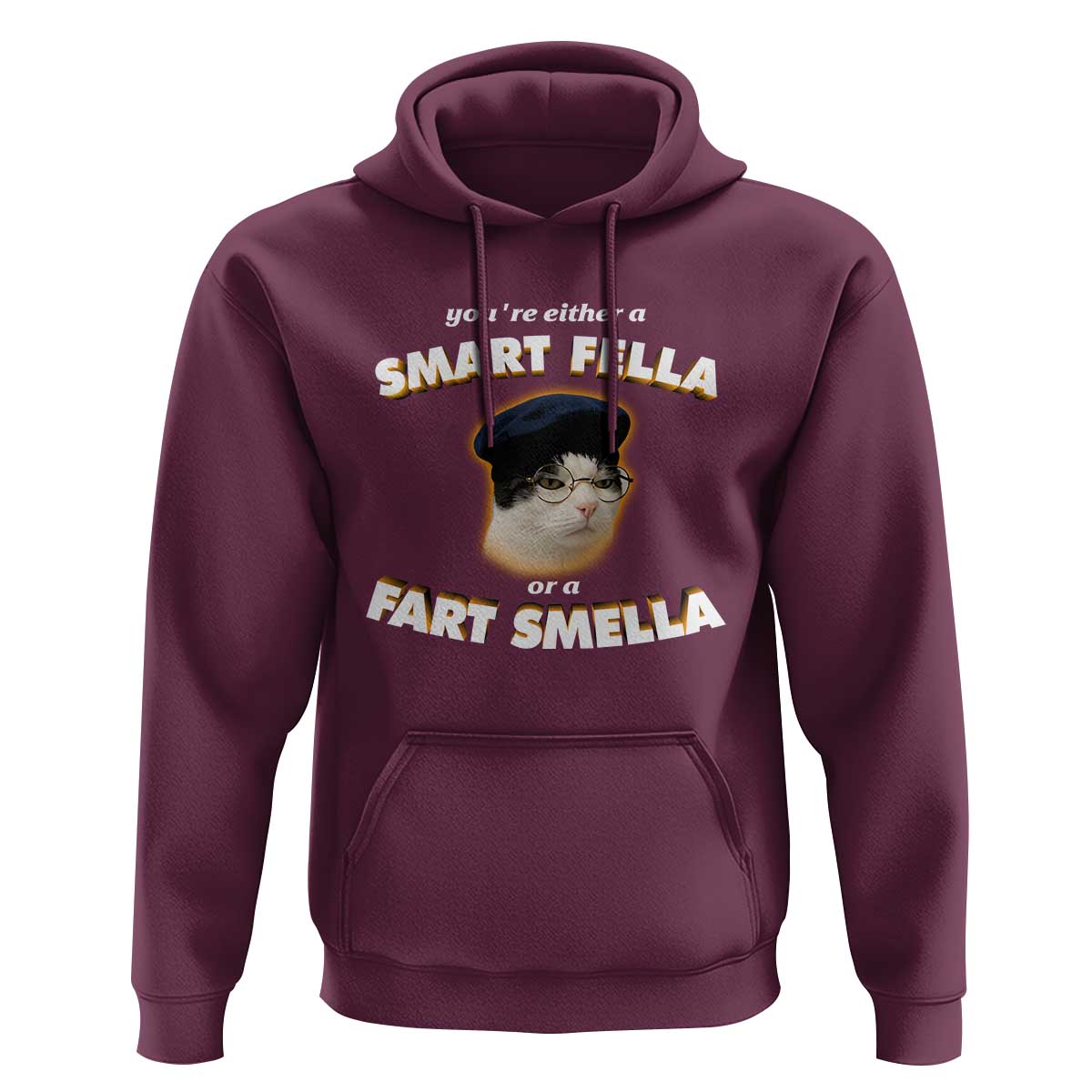 Funny Cat Farts Meme Hoodie You're Either A Smart Fella Or A Fart Smella - Wonder Print Shop