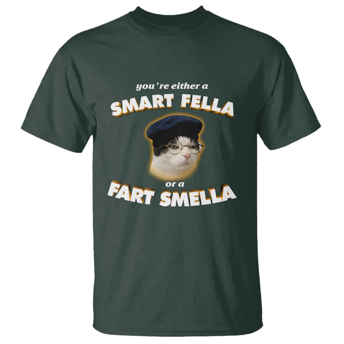 Funny Cat Farts Meme T Shirt You're Either A Smart Fella Or A Fart Smella - Wonder Print Shop