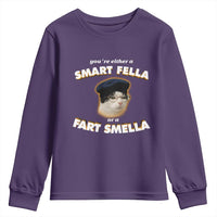 Funny Cat Farts Meme Youth Sweatshirt You're Either A Smart Fella Or A Fart Smella - Wonder Print Shop
