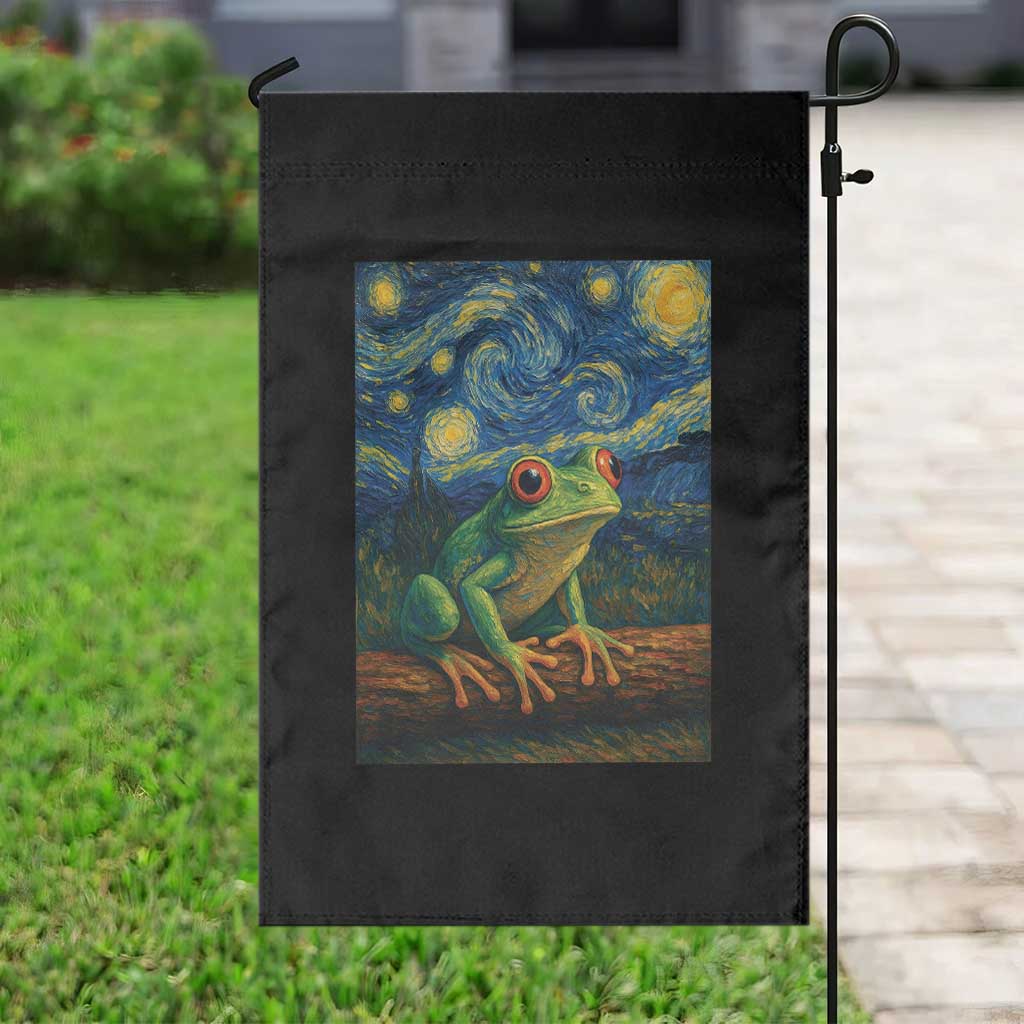 Funny Frog Garden Flag Van Gogh Style Starry Night - Wonder Print Shop