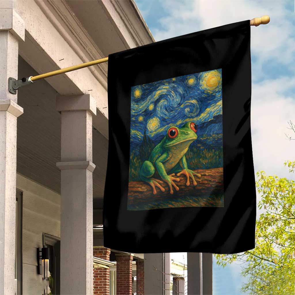 Funny Frog Garden Flag Van Gogh Style Starry Night - Wonder Print Shop
