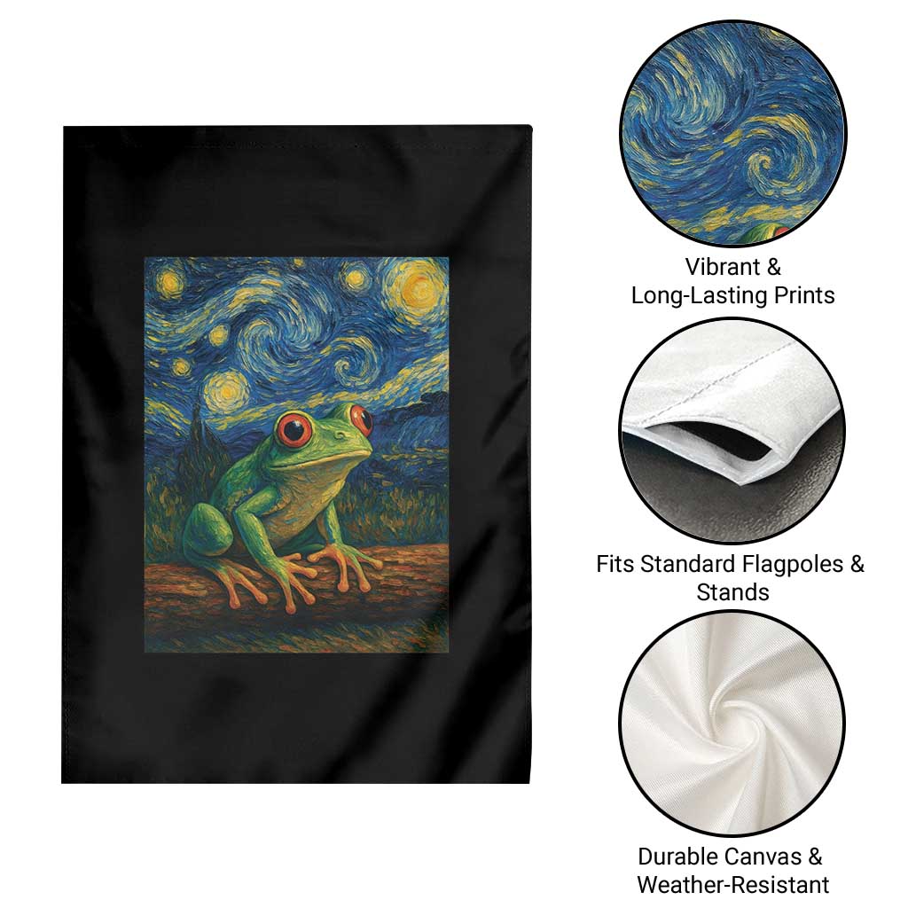 Funny Frog Garden Flag Van Gogh Style Starry Night - Wonder Print Shop