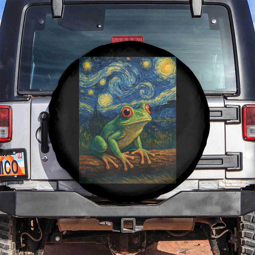 Funny Frog Spare Tire Cover Van Gogh Style Starry Night - Wonder Print Shop