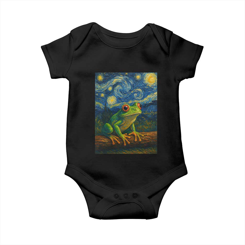 Funny Frog Baby Onesie Van Gogh Style Starry Night - Wonder Print Shop