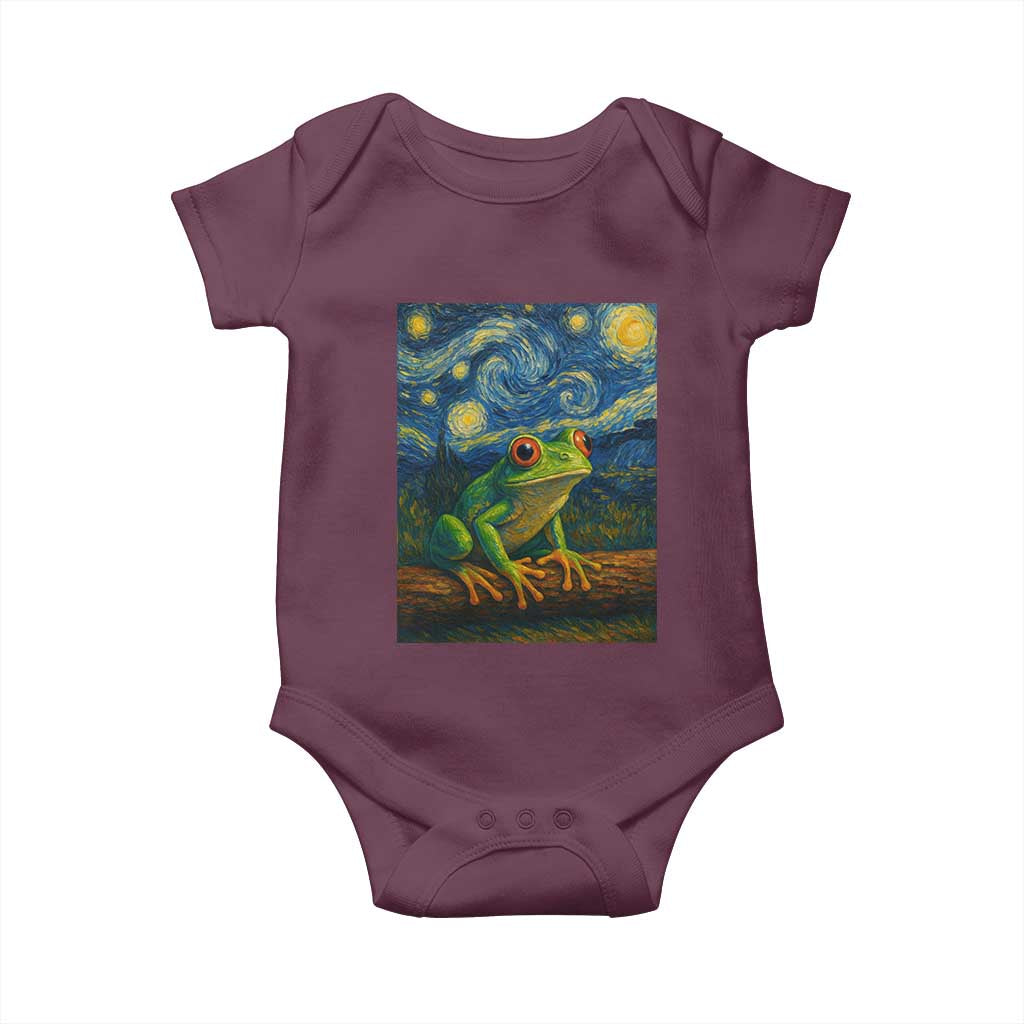Funny Frog Baby Onesie Van Gogh Style Starry Night - Wonder Print Shop