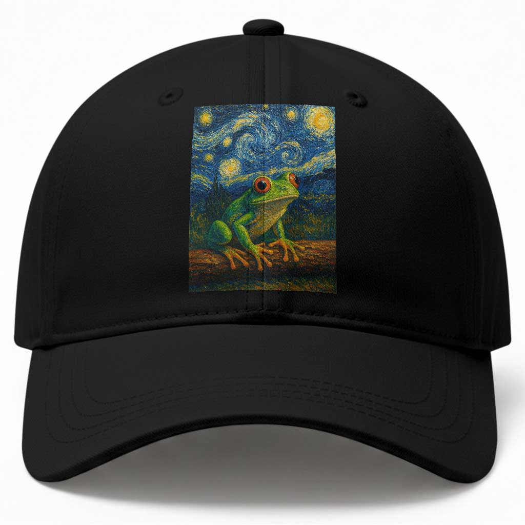 Funny Frog Baseball Cap Van Gogh Style Starry Night