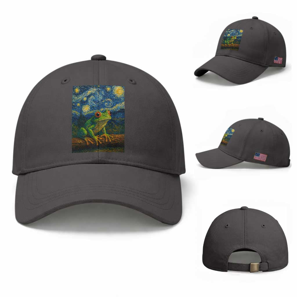 Funny Frog Baseball Cap Van Gogh Style Starry Night